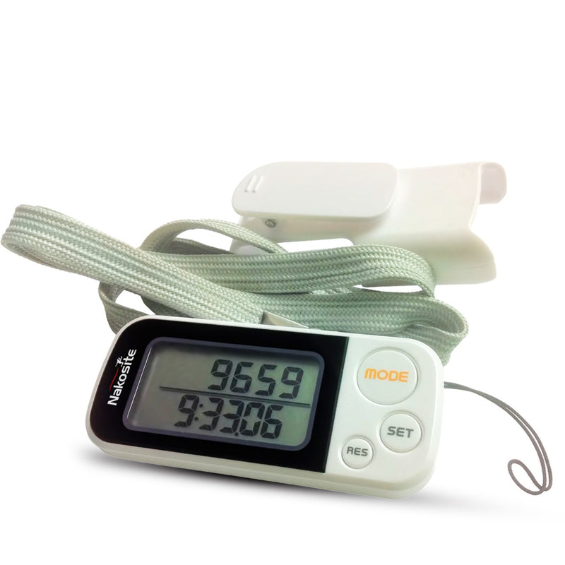 NAKOSITE-Genauer 3D Schrittzähler mit Clip & Gurt., Kalorienzähler, 30 Tage Speicher. Meilen oder kilometerzähler. PREMIUM.